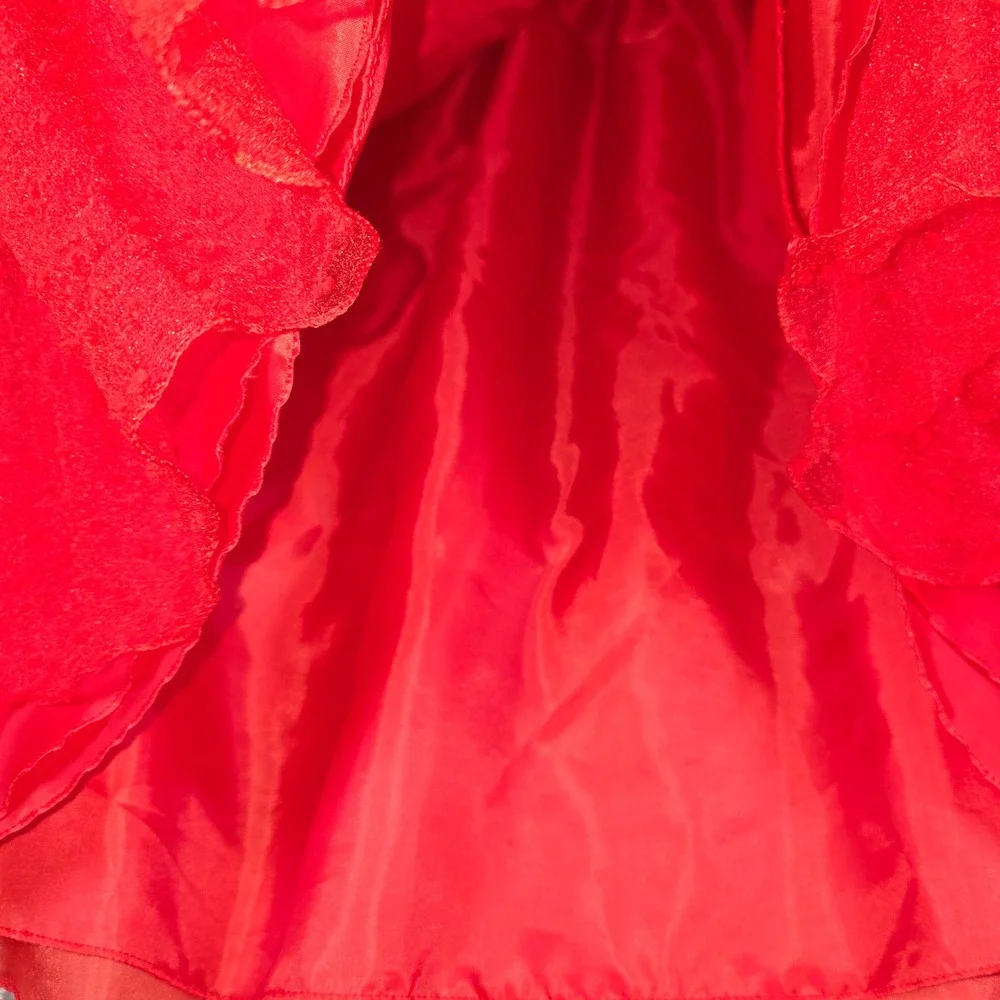 Girls Red Swiss Dot Tiered Ruffle Gown Flutter Maxi Dress Size 160 Halloween